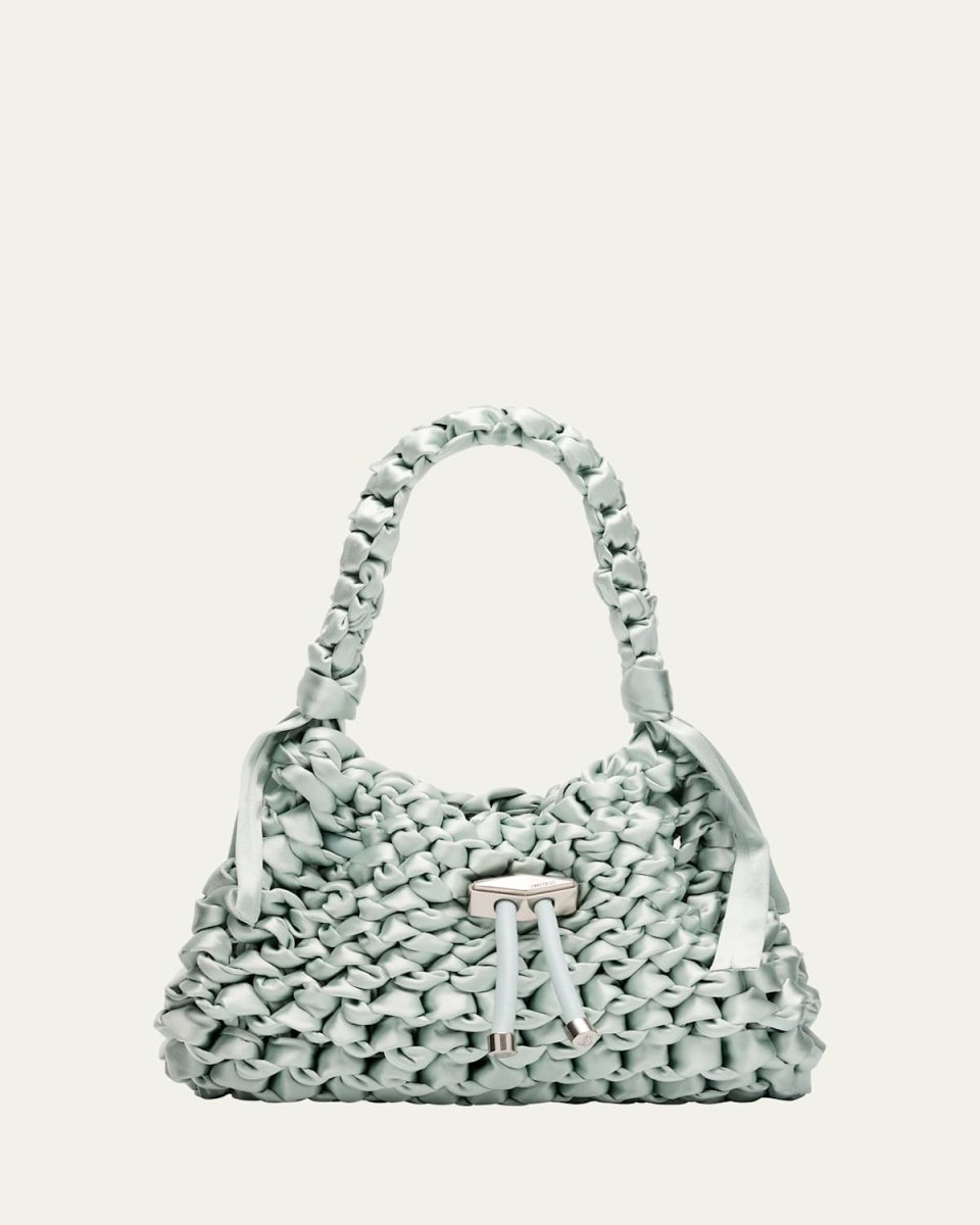 Cinch Small Woven Satin Top-Handle Bag